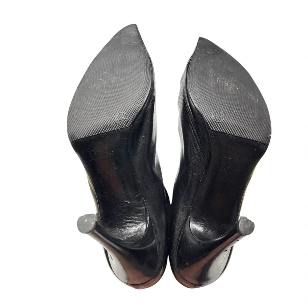 Dior Black Leather Pointed Toe Ankle Boots - Picture 8 of 11